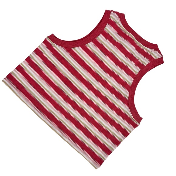 GAP Teen NWT Red, Pink, Tan, and White Striped Organic Cotton Tank Top, 10 - Picture 2 of 13